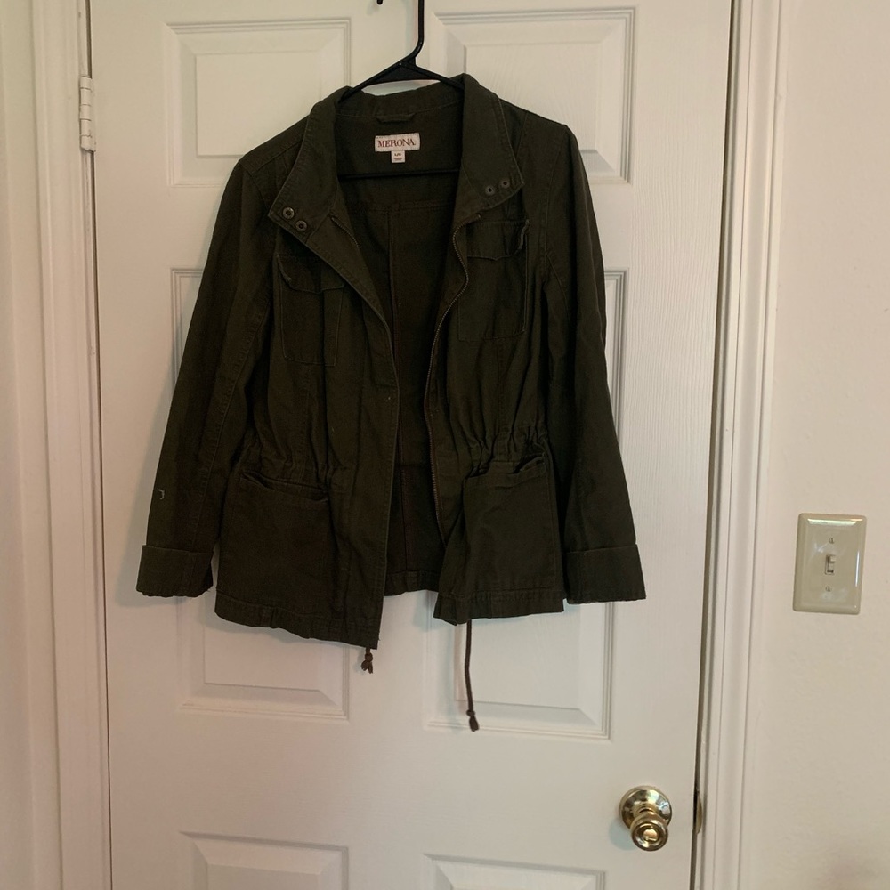 Green oversized army jacket